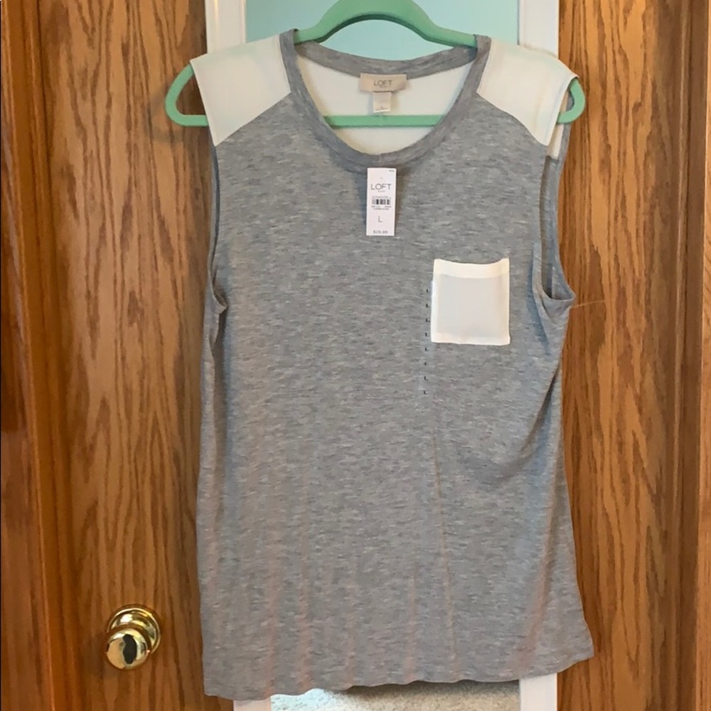 Loft Outlet Grey Sleeveless top w/ shoulder detail